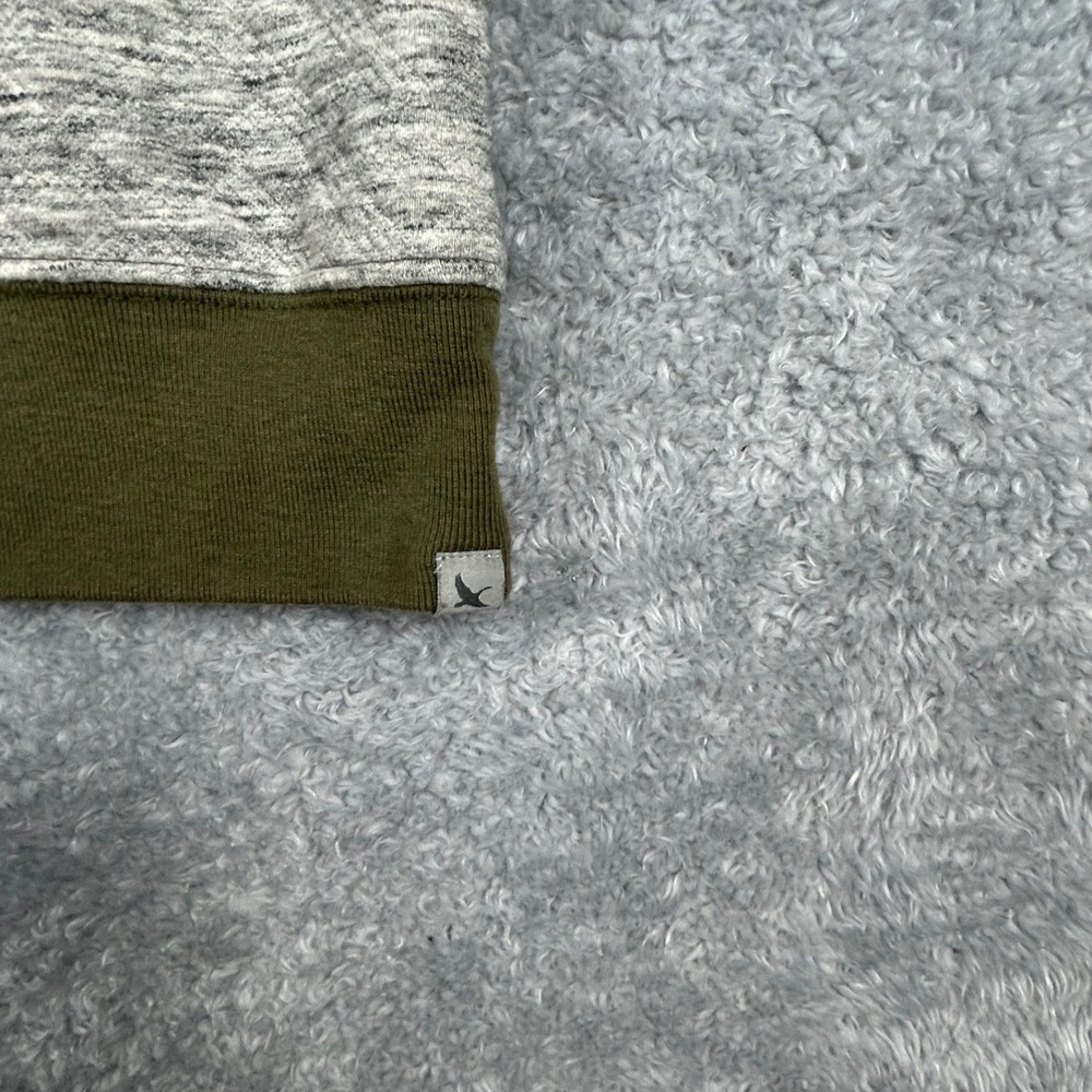 Eddie Bauer Quilted Raglan Crewneck Sweatshirt Olive Green Heathered Gray Size M - Picture 2 of 6